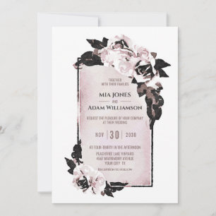 Convite Casamento Floral Rustic Dusty Rosa Watercolor
