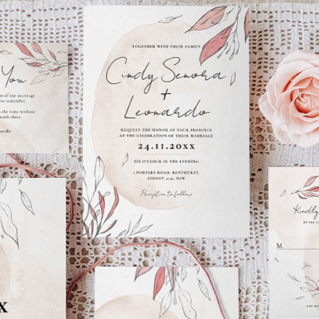 Convite Casamento Floral Rustic Earthy Watercolor (Criador carregado)