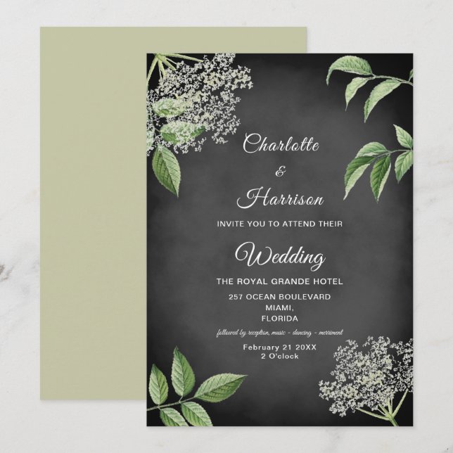 Convite Casamento Floral Rustic Elegant (Frente/Verso)