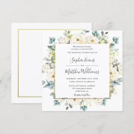 Convite Casamento Floral Rustic Eucalyptus Ivory White