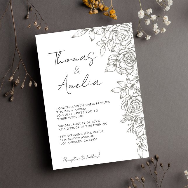 Convite Casamento Floral Rustic Ivory Magnolia (Criador carregado)