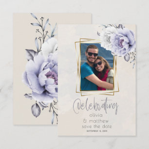 Convite Casamento Floral Rustic Lilac e Alabaster Peony