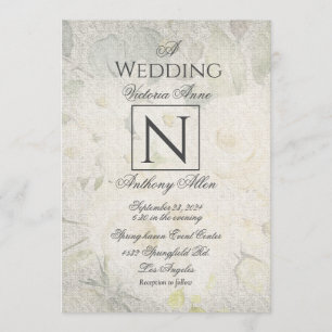 Convite Casamento Floral Rustic Monograma Watercolor