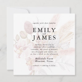 Convite Casamento Floral Rustic Neutral Beige Boho