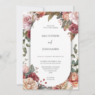 Convite Casamento Floral Rustic Neutral Boho