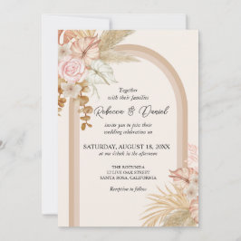 Convite Casamento Floral Rustic Neutral Boho