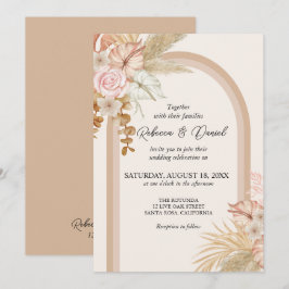 Convite Casamento Floral Rustic Neutral Boho