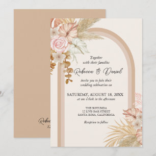 Convite Casamento Floral Rustic Neutral Boho
