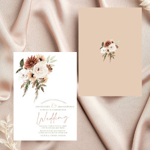 Convite Casamento Floral Rustic Peach Terracotta Greenery