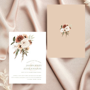 Convite Casamento Floral Rustic Peach Terracotta Greenery