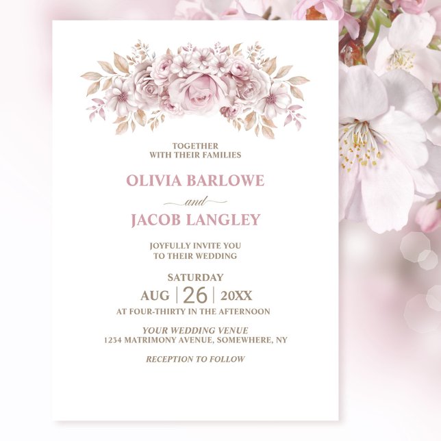 Convite Casamento Floral Rustic Pink (Criador carregado)