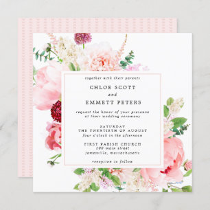 Convite Casamento Floral Rustic Pink Peony