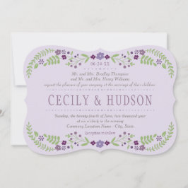 Convite Casamento Floral Rustic Purple e Green