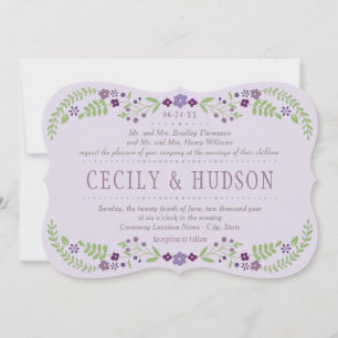 Convite Casamento Floral Rustic Purple e Green