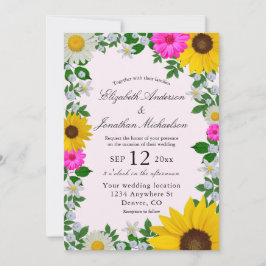 Convite Casamento Floral Rustic Sunflower Daisy