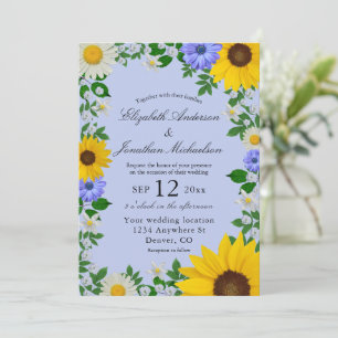Convite Casamento Floral Rustic Sunflower Daisy