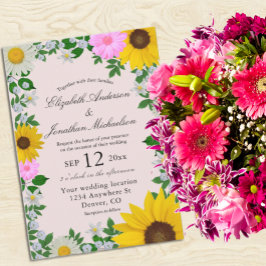 Convite Casamento Floral Rustic Sunflower Daisy