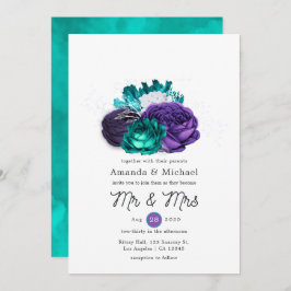 Convite Casamento Floral Rustic Violet e Turquoise