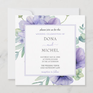 Convite Casamento Floral Rustic Violet Summer