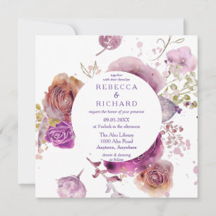 Convite Casamento Floral Rustic Watercolor