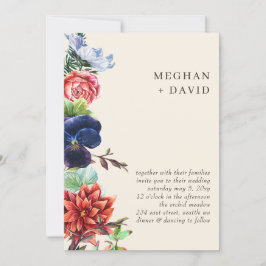 Convite Casamento Floral Rustic Watercolor Blooms