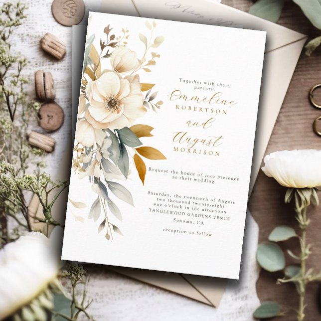 Convite Casamento Floral Rustic Watercolor Boho (Criador carregado)