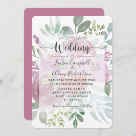 Convite Casamento Floral Rustic Watercolor Dusty Rosa