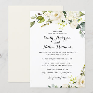 Convite Casamento Floral Rustic White Champagne