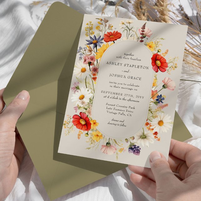 Convite Casamento Floral Rustic Wildflower Elegant (Elegant modern floral wedding invitation from my Rustic Wildflower Wedding Collection)