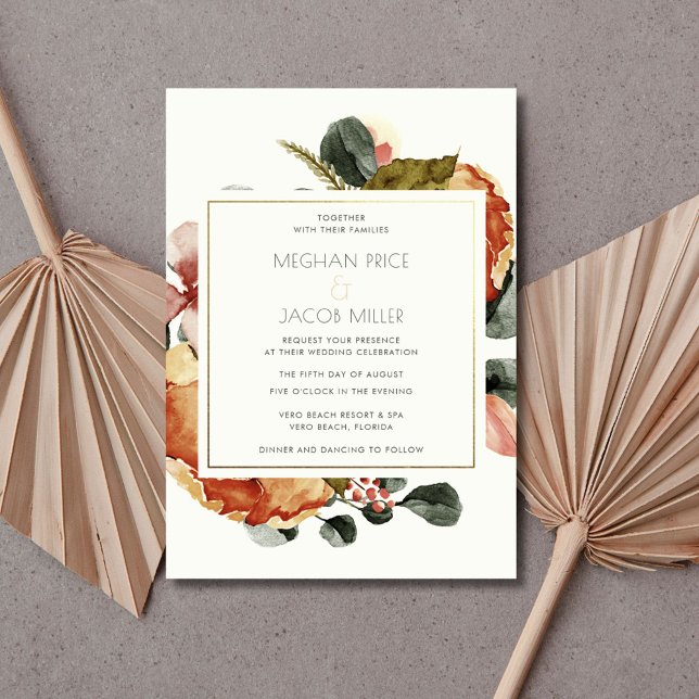 Convite Casamento Floral Rustic Wildflower Fall (Rustic Wildflower Fall Floral Wedding Invitation)