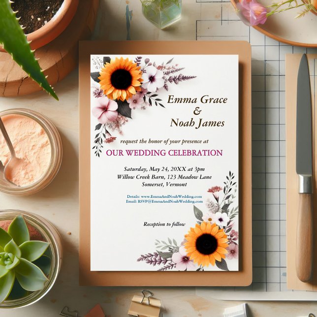 Convite Casamento Floral Rústico (Criador carregado)