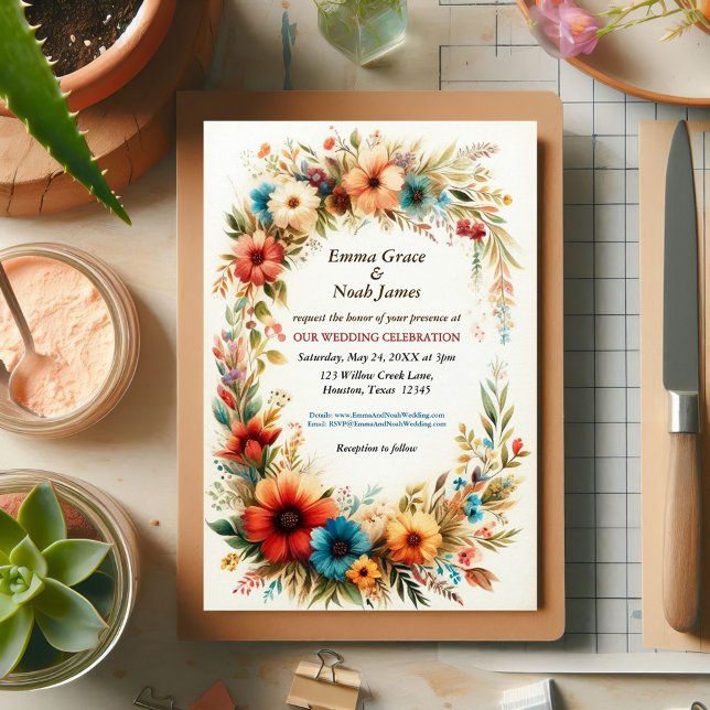 Convite Casamento Floral Rústico (Criador carregado)