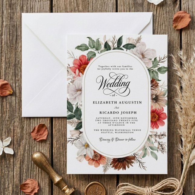 Convite Casamento Floral Rústico Boho (Criador carregado)