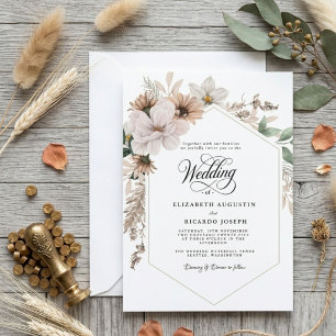 Convite Casamento Floral Rústico Boho