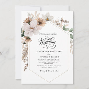 Convite Casamento Floral Rústico Boho