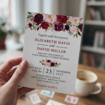 Casamento Floral Rústico Boho em Aquarela Vermelho