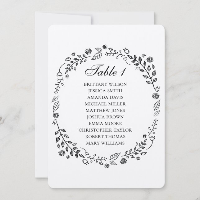 Convite Casamento floral rústico. Carta de assentos countr (Frente)