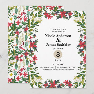 Convite Casamento Floral Rústico de Inverno no Natal