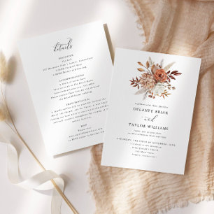 Convite Casamento Floral Rústico de Outono em uma Peça