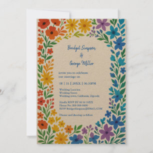 Convite Casamento Floral Rustico de Rainbow Wildflower