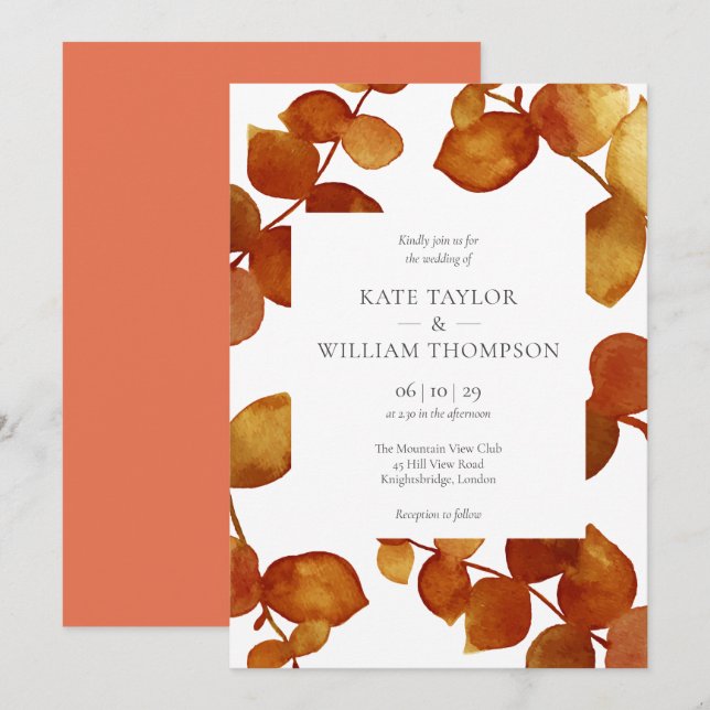 Convite Casamento Floral Rústico Elegante de Eucalipto (Frente/Verso)