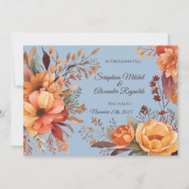 Convite Casamento Floral Rústico em Aquarela de Outono