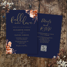 Casamento Floral Rústico em Azul Marinho e Dourado