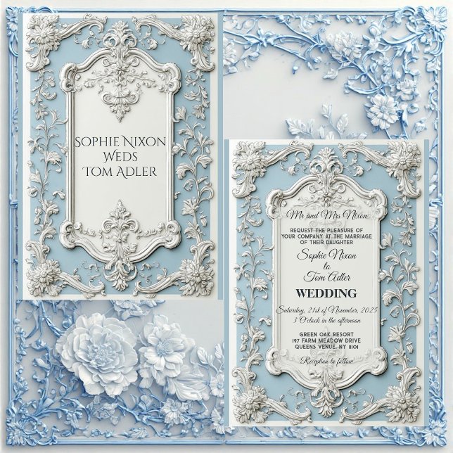 Convite Casamento Floral Rústico Francês Shabby Chic   (Rustic French Country Shabby Chic Floral Wedding Invitation)