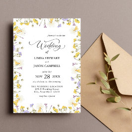 Convite Casamento Floral Rústico Personalizado em Aquarela