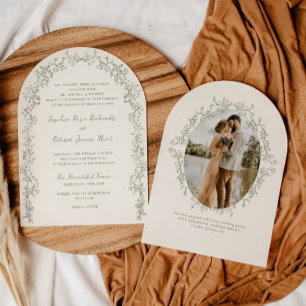 Convite Casamento Floral Rústico Vintage com Arco de Arte
