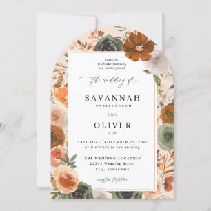 Convite Casamento Floral S2 VLN- Arch Verde & Terra Cotta