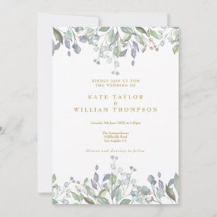 Convite Casamento Floral Sage Lilac Verde Dourado Tudo Em 