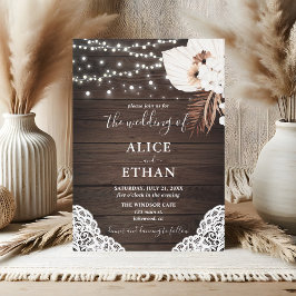 Convite Casamento Floral Seco De Madeira Rústica Boho