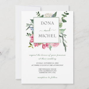 Convite Casamento Floral Selvagem de Summer Watercolor